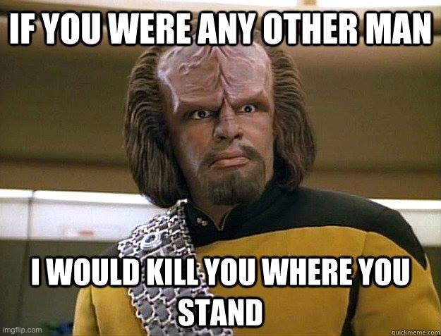 I would | image tagged in worf | made w/ Imgflip meme maker