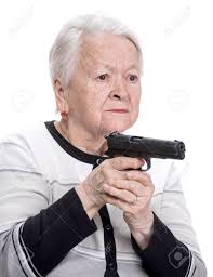 Granny holding gun Blank Meme Template