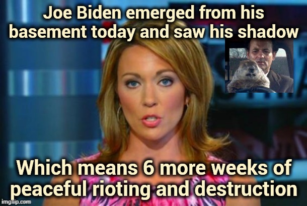 "We were just kidding , we love the Police" - Democrats | Joe Biden emerged from his basement today and saw his shadow; Which means 6 more weeks of peaceful rioting and destruction | image tagged in real news network,rampage,liars club,democratic party,riots,well yes but actually no | made w/ Imgflip meme maker