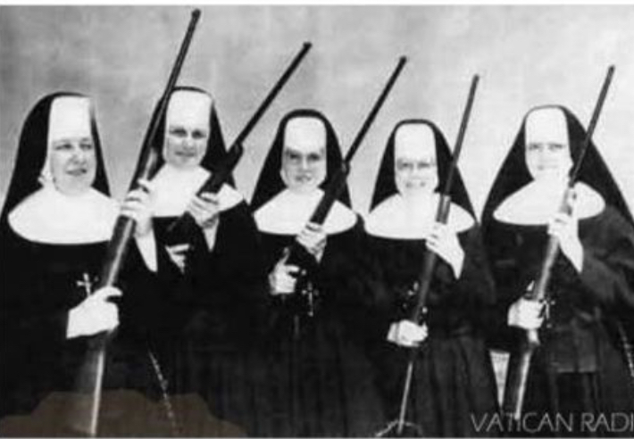 High Quality Nuns with guns Blank Meme Template