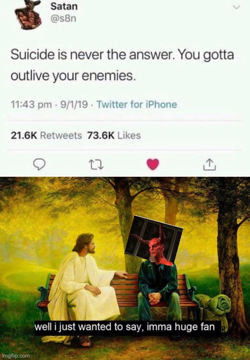 THANKS SATAN | image tagged in memes,funny | made w/ Imgflip meme maker