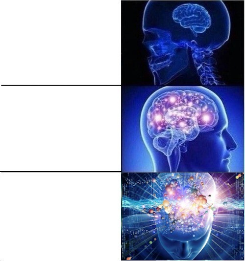 Expanding Brain Meme template 3 stages Extreme Blank Template Imgflip