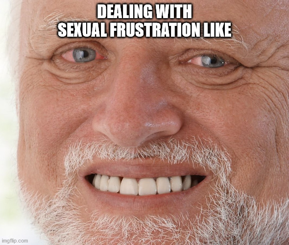 Hide the Pain Harold | DEALING WITH SEXUAL FRUSTRATION LIKE | image tagged in hide the pain harold | made w/ Imgflip meme maker