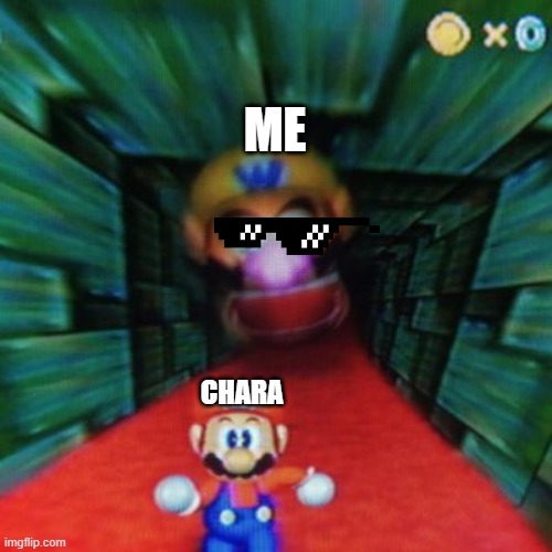 chara vs me | ME; CHARA | image tagged in personalized mario 64 | made w/ Imgflip meme maker