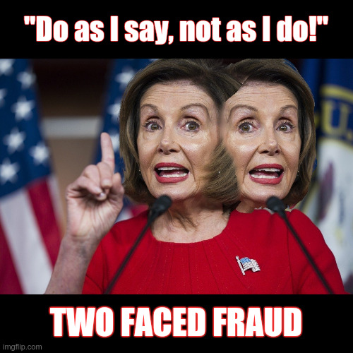 TWO FACED NANCY | "Do as I say, not as I do!"; TWO FACED FRAUD | image tagged in fraud,nancy pelosi,two faced | made w/ Imgflip meme maker