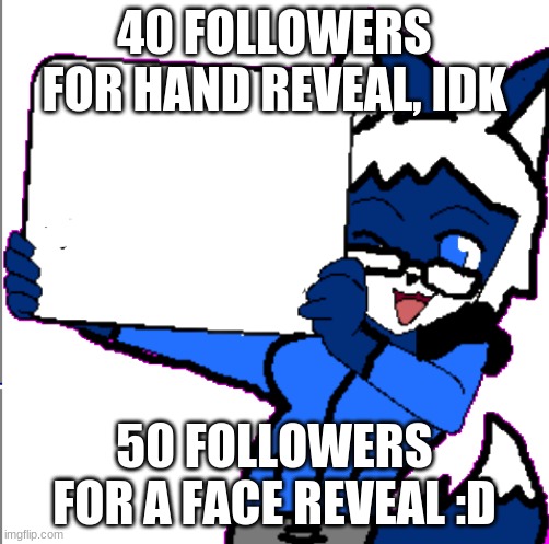 Ill do do it. bet I wont- | 40 FOLLOWERS FOR HAND REVEAL, IDK; 50 FOLLOWERS FOR A FACE REVEAL :D | image tagged in cloudy holding a sign | made w/ Imgflip meme maker