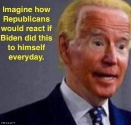 no no it only looks bad on biden cuz hes a dem maga | image tagged in maga,sarcasm,spray,tan,gross,repost | made w/ Imgflip meme maker