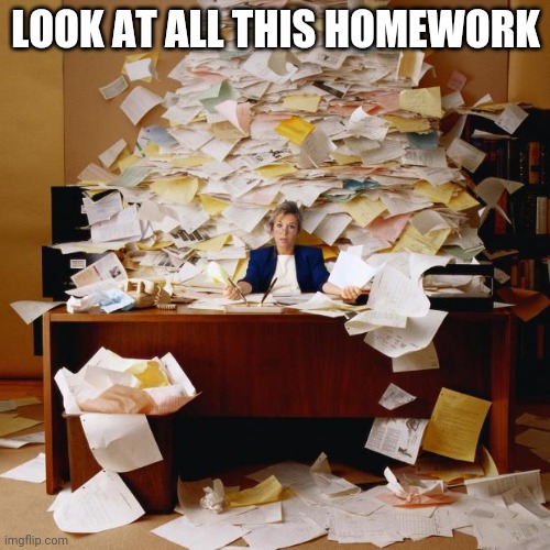 Busy | LOOK AT ALL THIS HOMEWORK | image tagged in busy | made w/ Imgflip meme maker