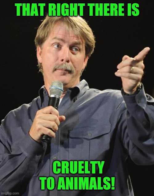 Jeff Foxworthy | THAT RIGHT THERE IS CRUELTY TO ANIMALS! | image tagged in jeff foxworthy | made w/ Imgflip meme maker