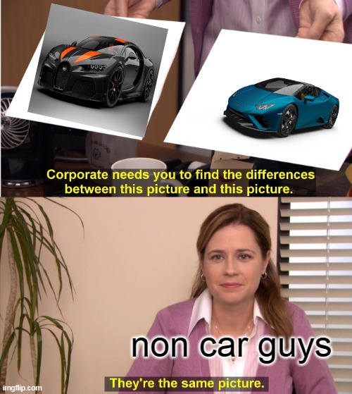 They're The Same Picture Meme | non car guys | image tagged in memes,they're the same picture | made w/ Imgflip meme maker