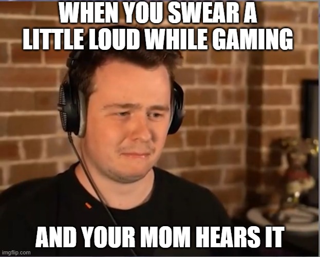 Muselk sad | WHEN YOU SWEAR A LITTLE LOUD WHILE GAMING; AND YOUR MOM HEARS IT | image tagged in gaming | made w/ Imgflip meme maker