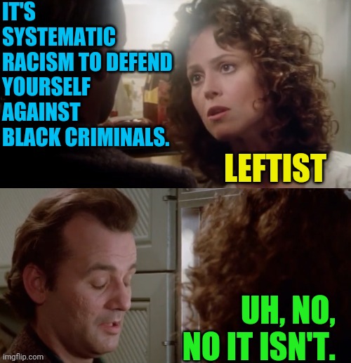 Bill Murray I Think So | IT'S SYSTEMATIC RACISM TO DEFEND YOURSELF AGAINST BLACK CRIMINALS. UH, NO, NO IT ISN'T. LEFTIST | image tagged in bill murray i think so | made w/ Imgflip meme maker
