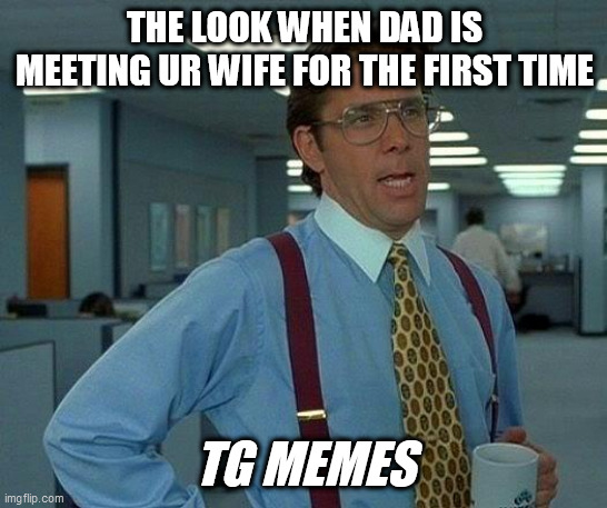 That Would Be Great Meme | THE LOOK WHEN DAD IS MEETING UR WIFE FOR THE FIRST TIME; TG MEMES | image tagged in memes,that would be great | made w/ Imgflip meme maker