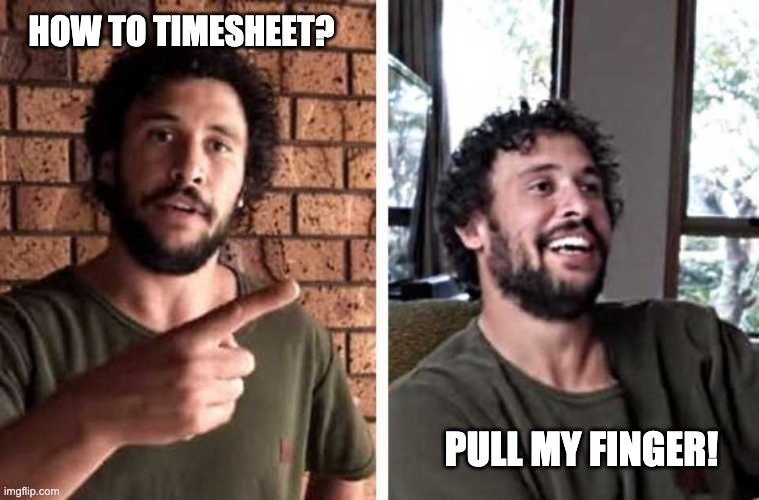 how to dad timesheeet reminder | HOW TO TIMESHEET? PULL MY FINGER! | image tagged in how to dad,timesheet reminder,timesheet meme,funny,how to | made w/ Imgflip meme maker