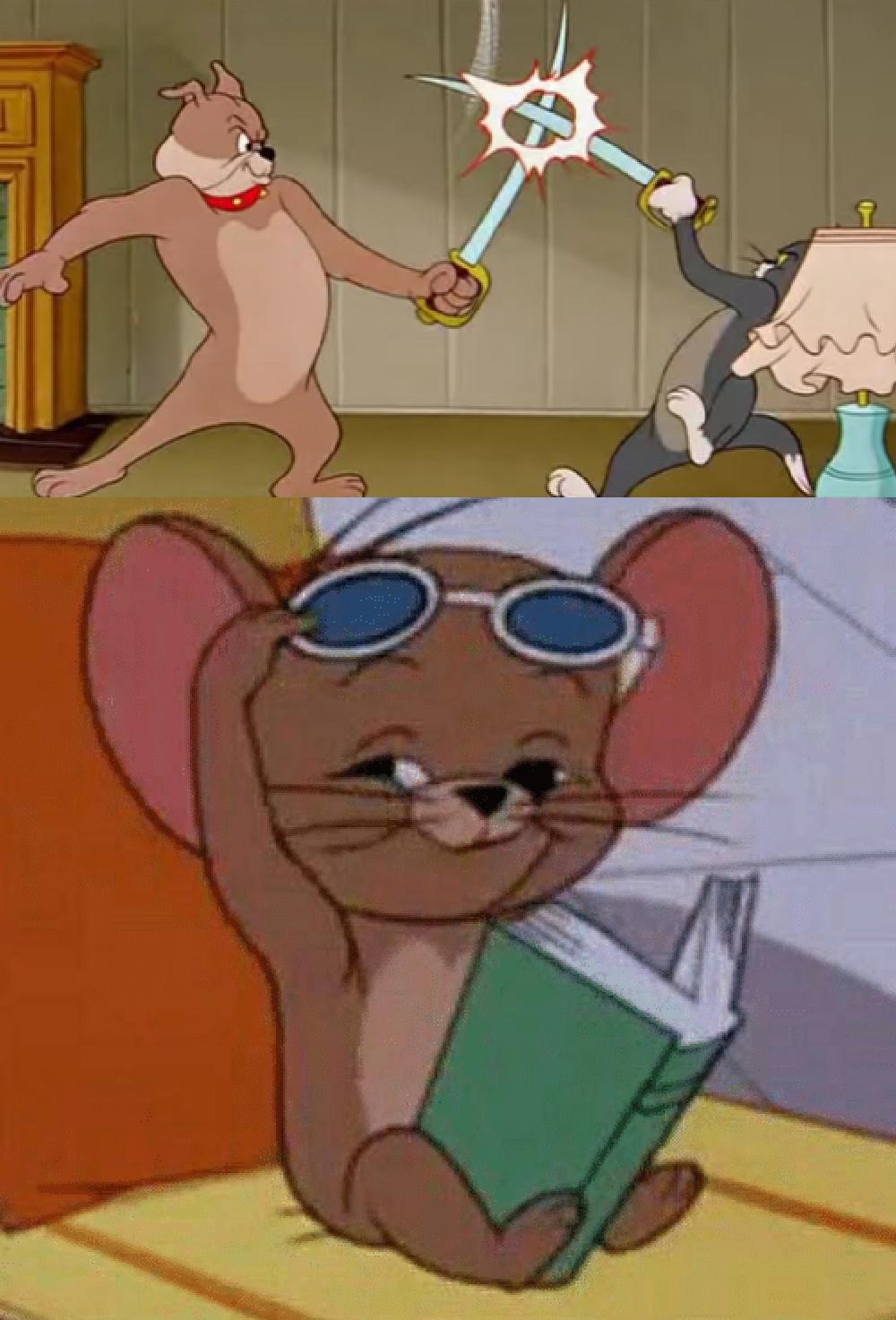 Tom and Jerry Swordfight Blank Meme Template