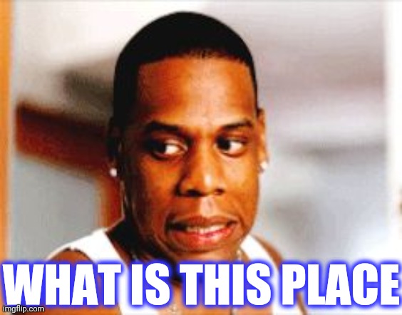 Jay-Z oops | WHAT IS THIS PLACE | image tagged in jay-z oops | made w/ Imgflip meme maker