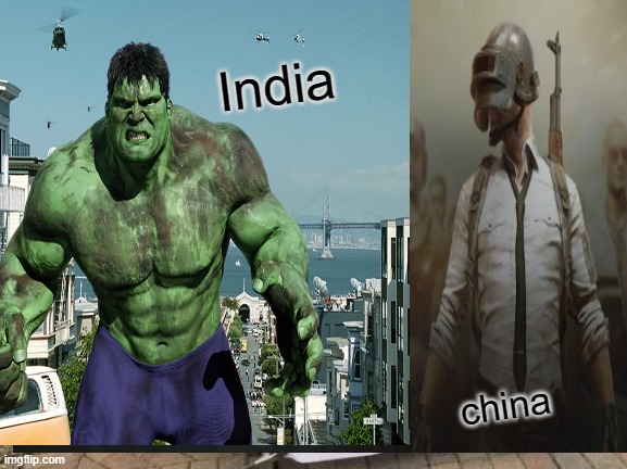 R@1 pbg | India; china | image tagged in pubg | made w/ Imgflip meme maker