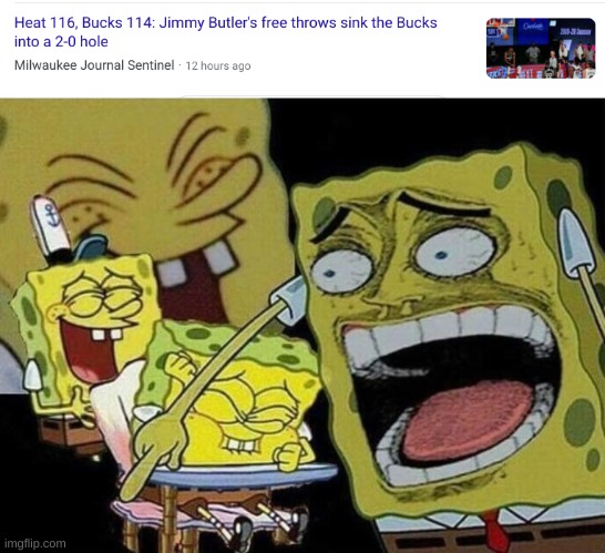 Bucks suck | image tagged in spongebob laughing hysterically | made w/ Imgflip meme maker