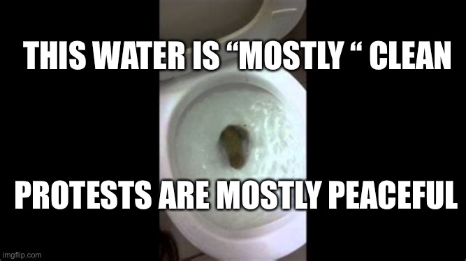 Mostly peaceful isn’t peaceful | THIS WATER IS “MOSTLY “ CLEAN; PROTESTS ARE MOSTLY PEACEFUL | image tagged in riots,democrats,loser,antifa | made w/ Imgflip meme maker