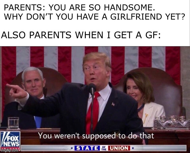 BRUHHHH LEMME KEEP HER | ALSO PARENTS WHEN I GET A GF:; PARENTS: YOU ARE SO HANDSOME. WHY DON’T YOU HAVE A GIRLFRIEND YET? | image tagged in you weren t supposed to do that | made w/ Imgflip meme maker