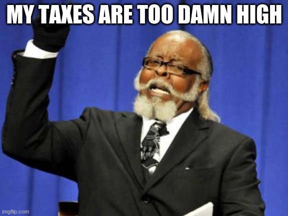 Me as an adult | MY TAXES ARE TOO DAMN HIGH | image tagged in memes,too damn high | made w/ Imgflip meme maker