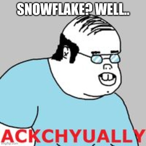 ackchyually | SNOWFLAKE? WELL.. | image tagged in ackchyually | made w/ Imgflip meme maker