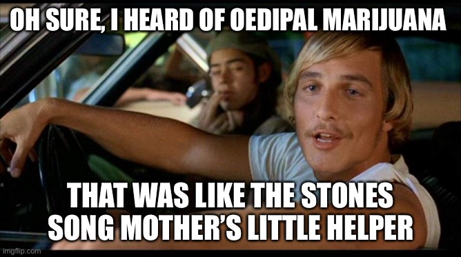 It'd be a lot cooler... | OH SURE, I HEARD OF OEDIPAL MARIJUANA; THAT WAS LIKE THE STONES SONG MOTHER’S LITTLE HELPER | image tagged in it'd be a lot cooler | made w/ Imgflip meme maker
