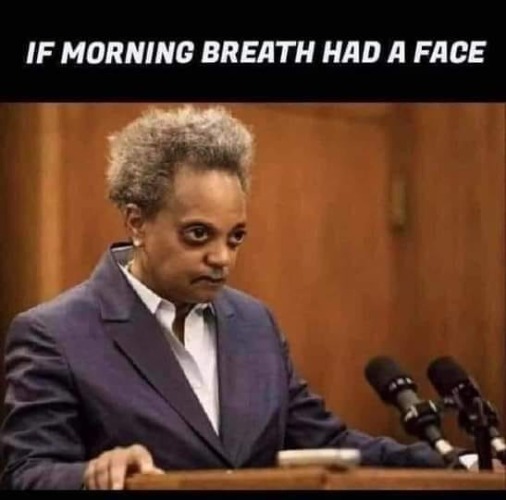 If morning breath had a face | image tagged in lori lightfoot,chitcago,chicago mayor,morning breath,beetlejuice,bug eyes | made w/ Imgflip meme maker