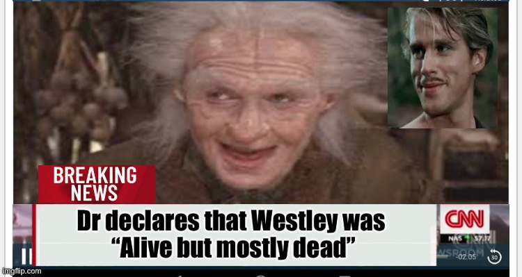 Mostly dead | image tagged in cnn,princess bride | made w/ Imgflip meme maker