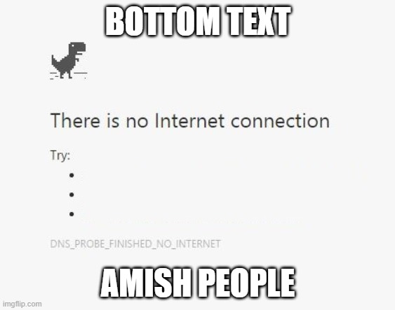 No Internet | BOTTOM TEXT; AMISH PEOPLE | image tagged in no internet | made w/ Imgflip meme maker