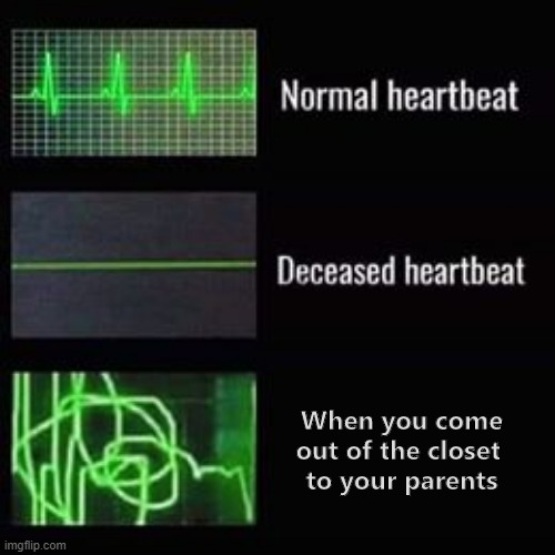 Come out come out, wherever you are.... | When you come out of the closet 
to your parents | image tagged in coming out,heart attack,scared kid | made w/ Imgflip meme maker