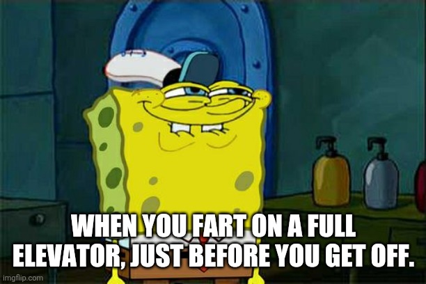 Don't You Squidward | WHEN YOU FART ON A FULL ELEVATOR, JUST BEFORE YOU GET OFF. | image tagged in memes,don't you squidward | made w/ Imgflip meme maker