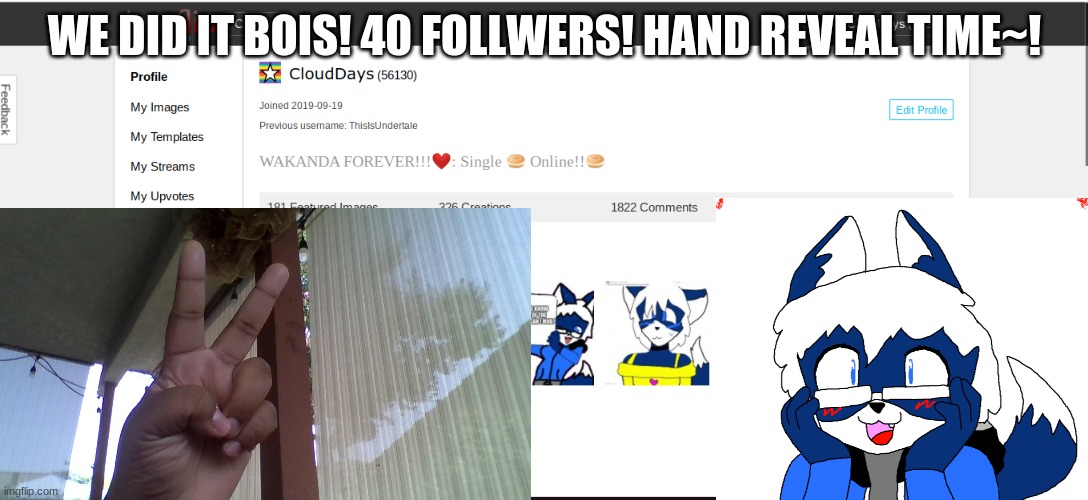 Thanks guys!!! (And Im staying :) ) | WE DID IT BOIS! 40 FOLLWERS! HAND REVEAL TIME~! | made w/ Imgflip meme maker