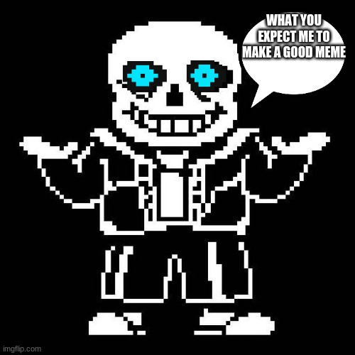 sans undertale | WHAT YOU EXPECT ME TO MAKE A GOOD MEME | image tagged in sans undertale | made w/ Imgflip meme maker