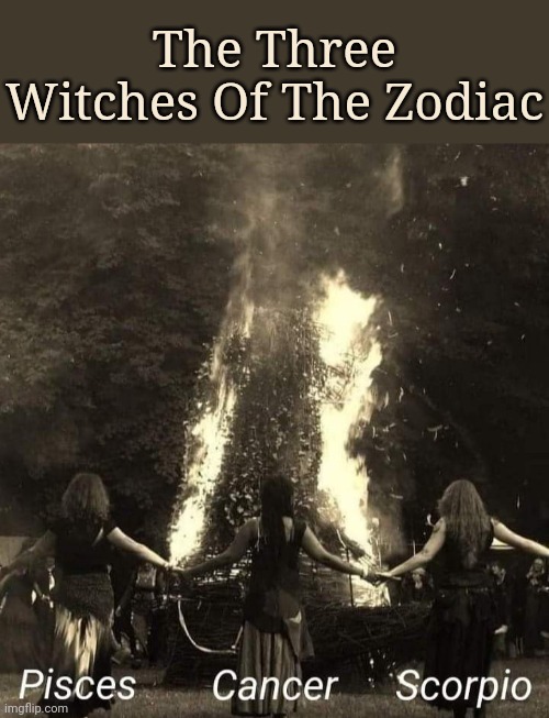 Too much damn intuition | The Three Witches Of The Zodiac | image tagged in memes,horoscope,zodiac signs,water signs,intuition | made w/ Imgflip meme maker