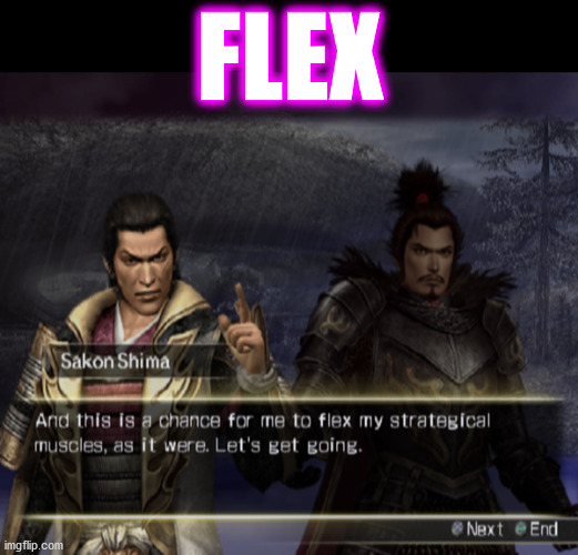Nobunaga observes Sakon Flexing | Orochi Warriors | FLEX | image tagged in memes,gaming,dynasty warriors,flex,ancient | made w/ Imgflip meme maker
