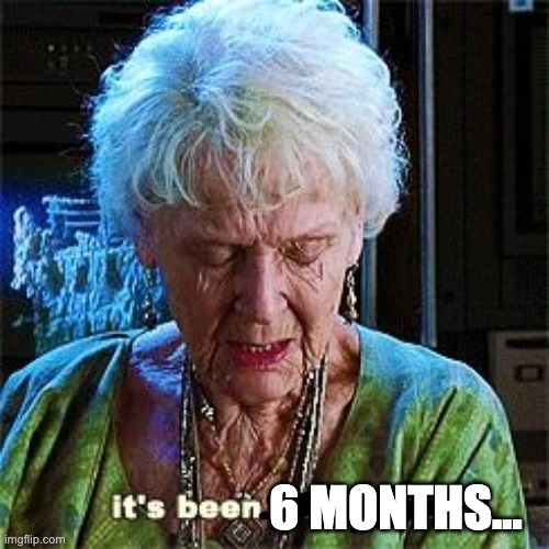 It's been 84 years | 6 MONTHS... | image tagged in it's been 84 years | made w/ Imgflip meme maker