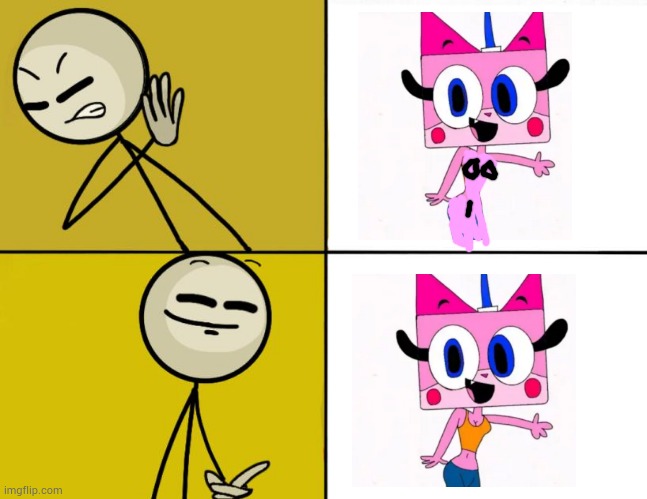 Serious, why? | image tagged in henry stickmin drake,anthro,unikitty,censored | made w/ Imgflip meme maker