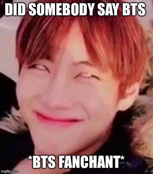 memeabe bts | DID SOMEBODY SAY BTS; *BTS FANCHANT* | image tagged in memeabe bts | made w/ Imgflip meme maker