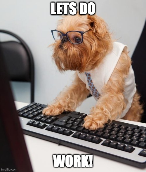 work dog | LETS DO; WORK! | image tagged in work dog | made w/ Imgflip meme maker