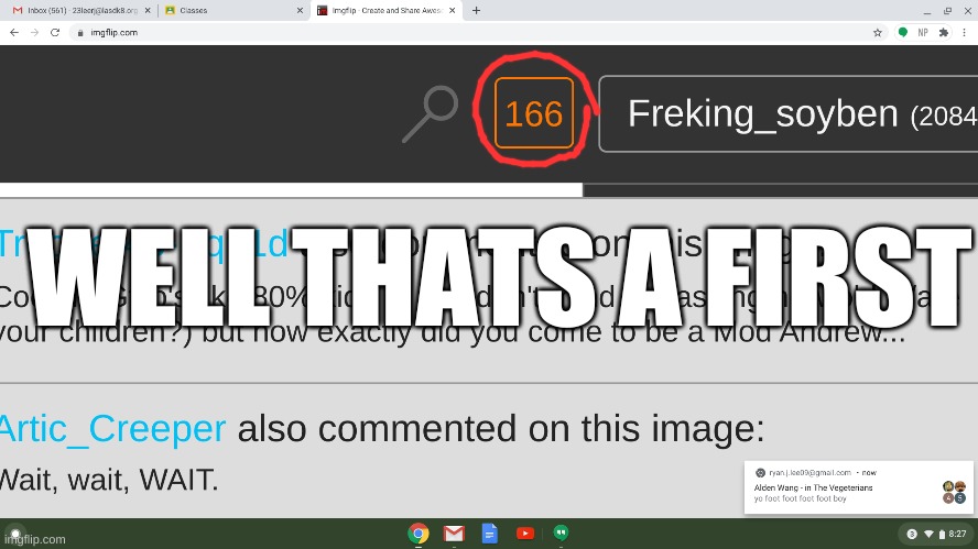 woah | WELL THATS A FIRST | image tagged in cool | made w/ Imgflip meme maker