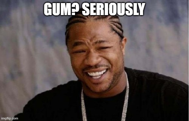 Yo Dawg Heard You | GUM? SERIOUSLY | image tagged in memes,yo dawg heard you | made w/ Imgflip meme maker