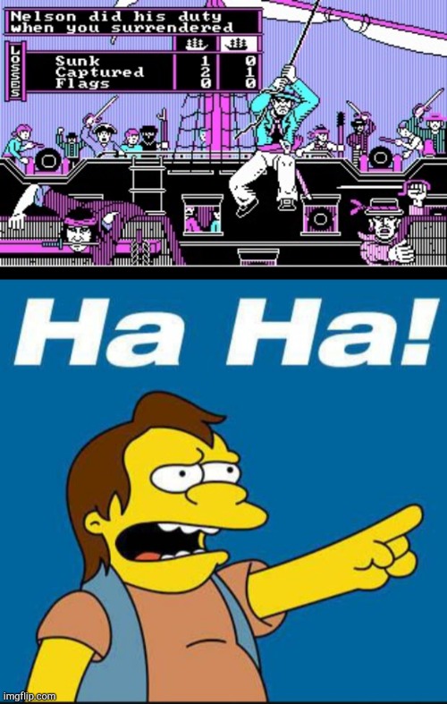 Nelson Muntz Wins! | image tagged in nelson laugh old,nelson muntz wins | made w/ Imgflip meme maker