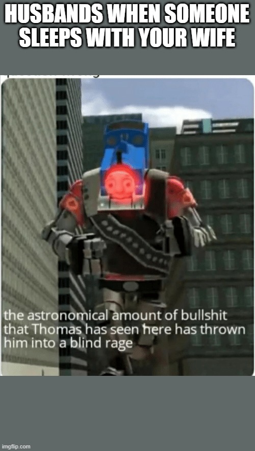 The astronomical amount of bullshit that Thomas has seen here | HUSBANDS WHEN SOMEONE SLEEPS WITH YOUR WIFE | image tagged in the astronomical amount of bullshit that thomas has seen here | made w/ Imgflip meme maker