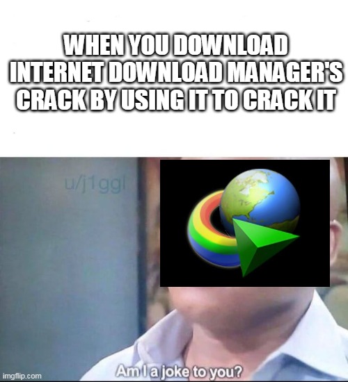 this is real | WHEN YOU DOWNLOAD INTERNET DOWNLOAD MANAGER'S CRACK BY USING IT TO CRACK IT | image tagged in am i a joke to you | made w/ Imgflip meme maker