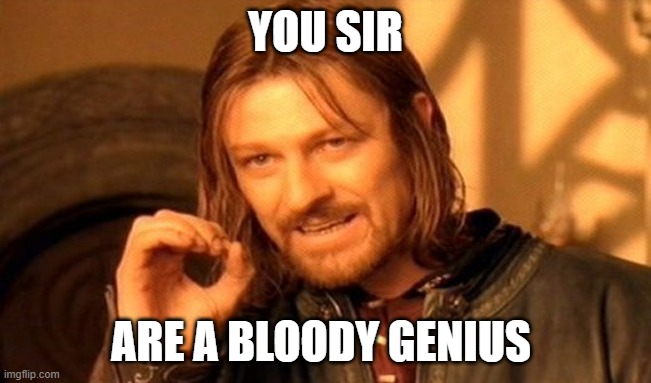 One Does Not Simply Meme | YOU SIR ARE A BLOODY GENIUS | image tagged in memes,one does not simply | made w/ Imgflip meme maker