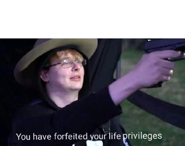 you have forfeited life privileges | image tagged in you have forfeited life privileges | made w/ Imgflip meme maker