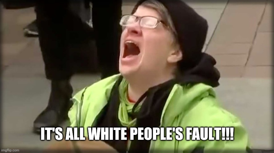 Trump SJW No | IT'S ALL WHITE PEOPLE'S FAULT!!! | image tagged in trump sjw no | made w/ Imgflip meme maker