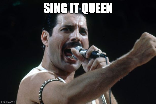 Freddie Mercury | SING IT QUEEN | image tagged in freddie mercury | made w/ Imgflip meme maker