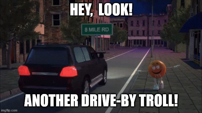 Drive-by Trolling | HEY,  LOOK! ANOTHER DRIVE-BY TROLL! | image tagged in funny | made w/ Imgflip meme maker